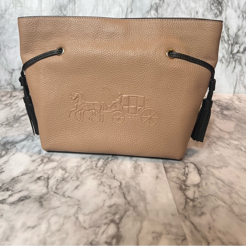 COACH Andy Crossbody Bag With Horse And Carriage Pebble Leather Tan Black
